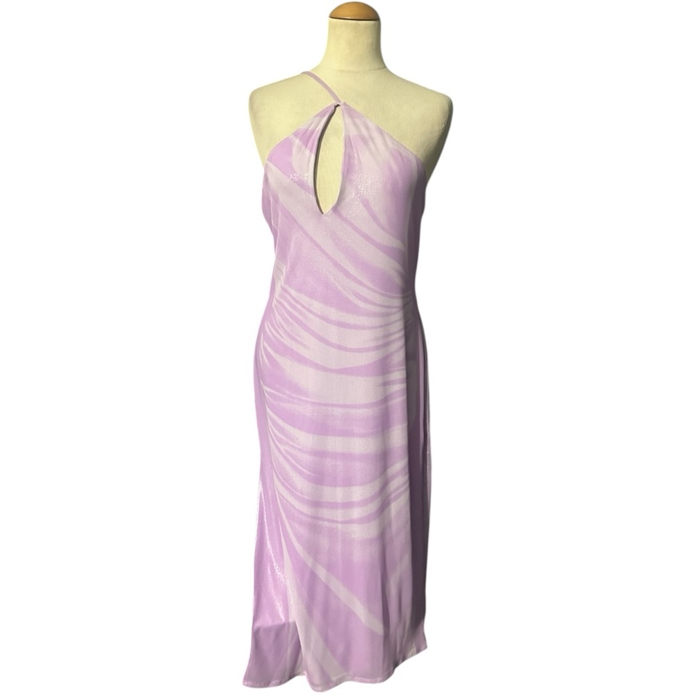 AFRM One Shoulder Orchid Shine Lilac Midi Dress Size Medium